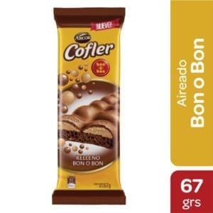 Cofler - Chocolate Aireado Relleno con Pasta Bon o Bon - 67gr - 2 Unidades