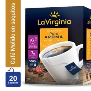 La Virginia - Café Molido Puro Aroma en SAquítos Caja 20 Unidades