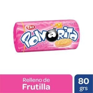 Polvorita - Galletitas Vainilla Rellenas Frutilla 80gr - 6 Unidades