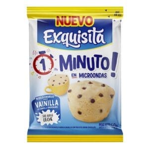 Exquisita - Bizcochuelo Vainilla C/Chips 1 minuto de Microondas! 60gr - 2 Unidades