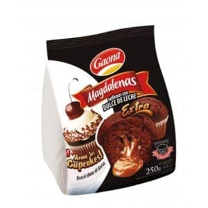 Madalenas chocolate Rellenas de Dulce de Leche Gaona Paq 250grs