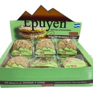 Epuyen - Alfajor de Avena y Chía Light y Sin Azúcar - 12 Unidades