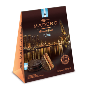 Madero - Alfajor de Dulce de Leche cubierto con baño de reposteria - 12Unidades