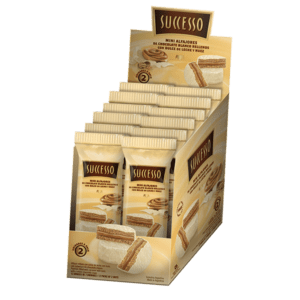 Successo - Alfajor Mini Chocolate Blanco Relleno con Dulce de Leche y Nuez - 12 Packs de 50gr de 2 Unidades C/U