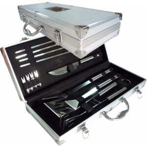 Set de Asado 12 Piezas Estuche de Aluminio Parrilla Asador Premium