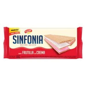 Obleas Frutilla con Cre ma Sinfonia Paq 100gr - 6 Unidades
