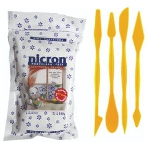 Paquete Porcelana Nicron 500gr + Estecas Plasticas