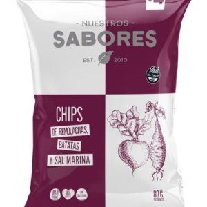 Nuestros Sabores - Chips de Remolacha, Batata y Sal Marina 80gr - 3 Unidades
