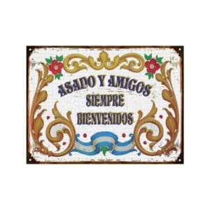 Chapa 30x40cm Decorativo Asado y Amigos Siempre Bienvenidos