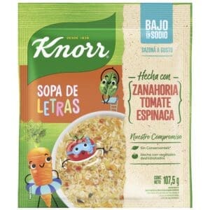 Knorr - Sopa de Letras con Zanahoria, Tomate y Espinaca 107,5gr - 3 Unidades