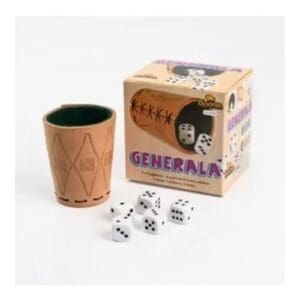 Juego de Generala Natural con Cubilete Cuero Bisonte Dados