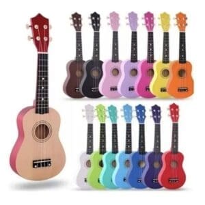 Ukelele Soprano de Madera + Funda + Cuerda + Pua + Colores