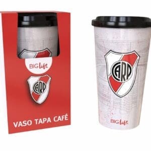River Plate - Vaso para Café con Tapa Licencia Oficial y Caja 500ml