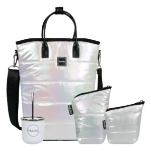 Set de Mate - Estuches Yerba Azucar Bolso Matero y Bombilla BLANCO