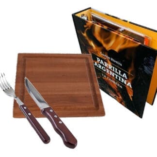 Set Asado Cuchillo Jumbo Plato Cuadrado Madera Pack - 3
