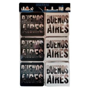 Posavasos Foil Corcho Buenos Aires Blanco y Negro (6 Unidades)