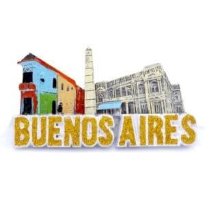 Iman de Resina Buenos Aires Amarillo Brillante con Monumentos / Resin Magnet Buenos Aires Bright Yellow With Monuments