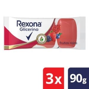 Rexona - Jabón Glicerina Frutos rojos 90gr - 3 Unidades