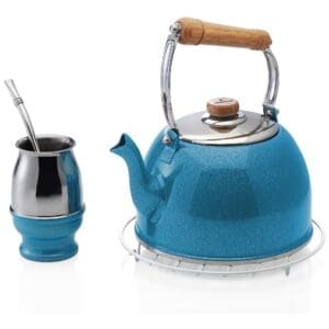 Gamuza Country - Set Matero Pava + Mate Térmico + Bombilla + Posa Pava Azul