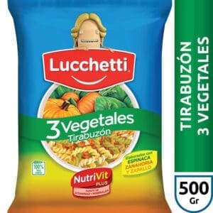 Lucchetti - Fideos Tirabuzón 3 Vegetales 500gr - 3 Unidades