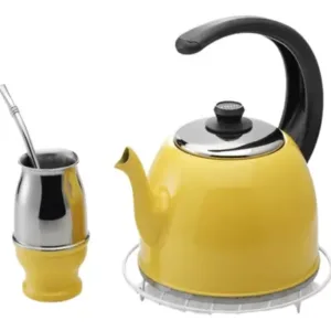 Gamuza Country - Set Matero Pava + Mate Térmico + Bombilla + Posa Pava Amarillo