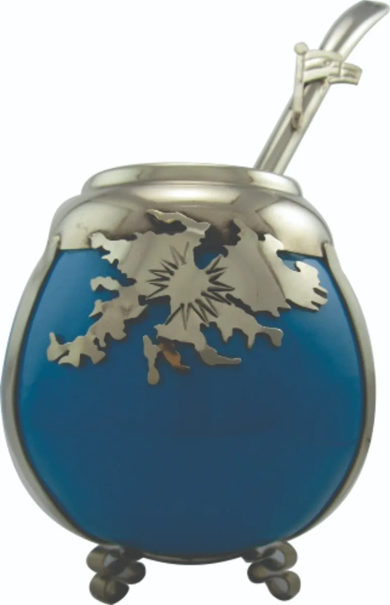 Mate Islas Malvinas Argentinas de Cerámica y Alpaca + Bombilla