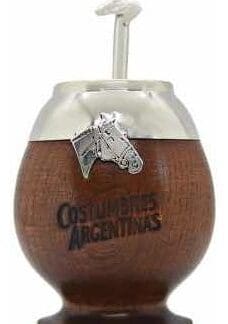 Mate Algarrobo y Alpaca Dije Caballo con bombilla de Alpaca