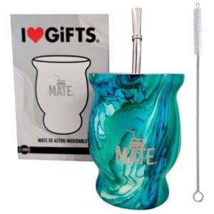 Mate Acero Inoxidable Térmico + Bombilla + Cepillo + Giftbox, Nativo-Jade