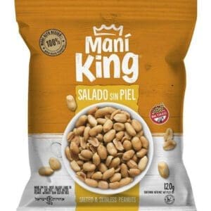 Maní King Sin Piel Salado Pack 120gr - 3 Unidades