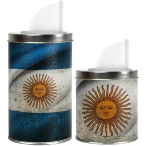 Set de Mate - Argentina Yerbera y Azucarera Latas de Acero Pico Vertedor Plastico