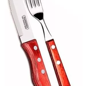 Tramontina - Set 6 Cuchillos Jumbo Mango Madera Polywood + 6 tenedores
