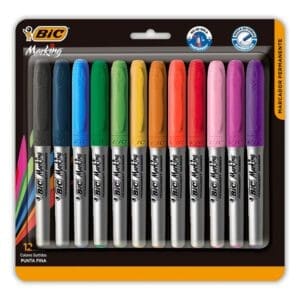 Bic - 12 Marcadores Permanentes Trazo Fino de Colores