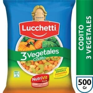 Lucchetti - Fideos Coditos de Vegetales 500gr - 3 Unidades