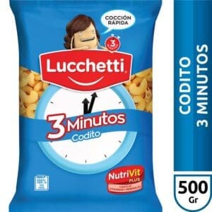 Lucchetti - Fideos Coditos de Rapida Cocción 500gr - 3 Unidades