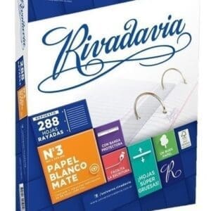 Repuesto Rivadavia Nº3 288 Hojas con Banda Protectora Cuadriculadas