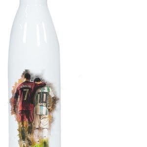 Botella Blanca Acero Inoxidable Messi y Ronaldo