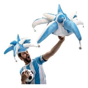 Gorro Argentina Cotillon Celeste y Blanco