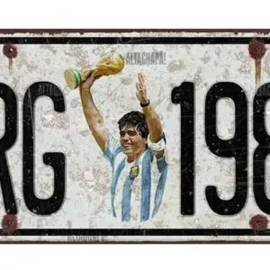 Cartel Chapa Patente Argentina Campeón Maradona 1986