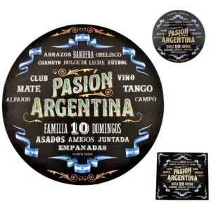 Set Argentina Plato de Sitio de Papel + Porta Cubierto + Posavaso 20 Unidades