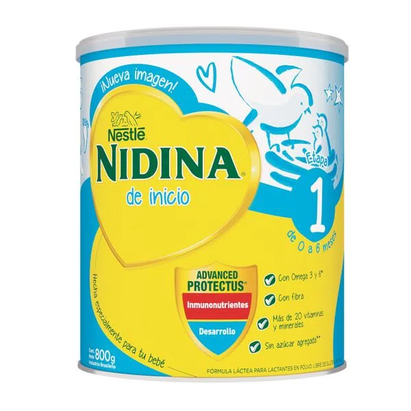 Nestle – Leche Nidina de Inicio 1 Bebé 0 a 6 Meses x 800 gr
