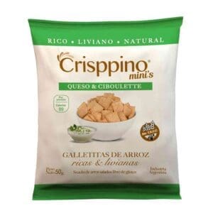 Crisppino - Galletitas de Arroz Queso y Ciboulette 50gr Sin Tacc