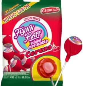 Flynn Paff - Chupetines Sabor Cereza con Relleno Masticable - 24 Unidades