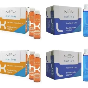 Nov - Kit Ampollas Keratina Hidrolizada - 30 Un y Aceite de Lino Nov Native - 30 Un