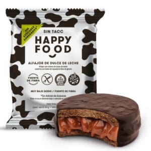 Happy Food - Alfajor de Dulce de Leche Sin Azucar Sin Tacc 50gr - 12 Unidades
