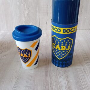 Boca Juniors - Mate Autocebante con Bombilla + Vaso Térmico