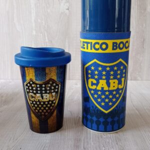 Boca Juniors - Mate Autocebante con Bombilla + Vaso Térmico Azul