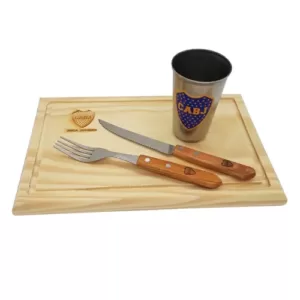 Set Asado Boca Juniors con Cubiertos y Vaso