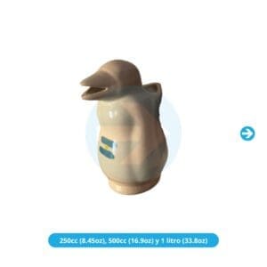 Jarra de Mesa Pingüino de Cerámica Blanca con Bandera de Argentina