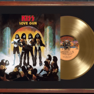 Cuadro Kiss Love Gun Tapa Lp Firmada Y Disco Oro (replica)