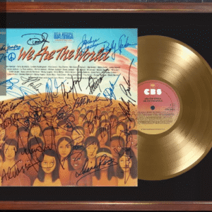 Cuadro Usa For Africa - We Are The World Tapa Lp Firmada Y Disco Oro (replica)